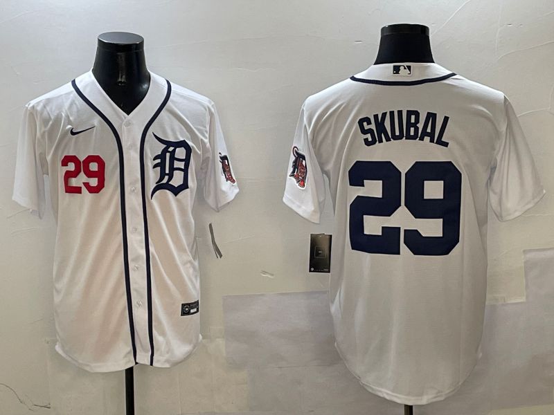 Men Detroit Tigers #29 Skubal White Game 2025 Nike MLB Jersey style 3->detroit tigers->MLB Jersey